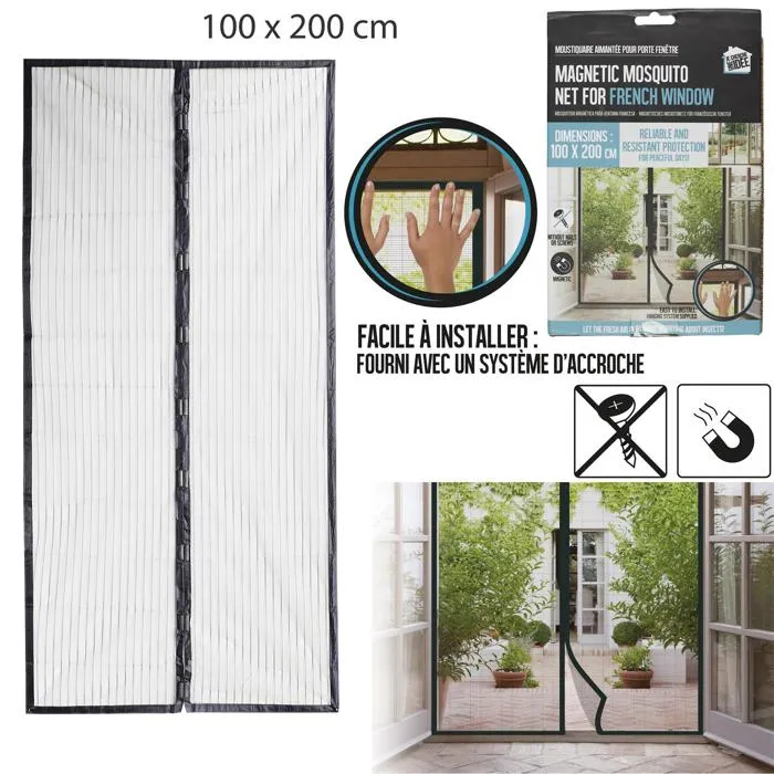 Moustiquaire - JE CHERCHE UNE IDEE - Magnétique - Anti-insecte - Noir