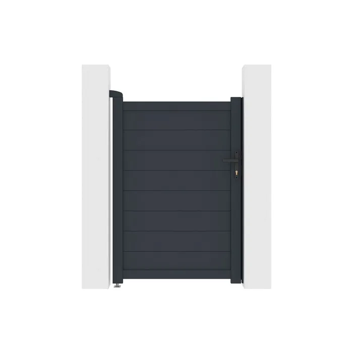 Portillon battant aluminium plein L103 x H150 cm anthracite - NAZARIO