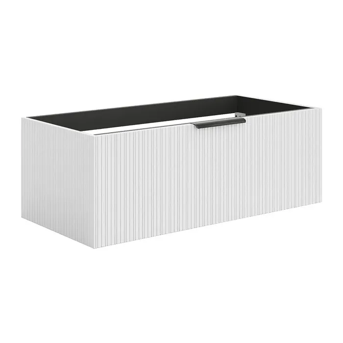 Meuble sous vasque suspendu strié - Coloris blanc - 100 cm - PALIRO