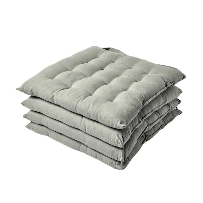Galette De Chaise En 100% Coton 40x40cm Gris - Lot De 4 - Homescapes