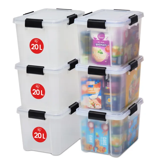 Iris Ohyama, Boite de Rangement Hermétique, 20L, Lot de 6, Transparent, AT-SD