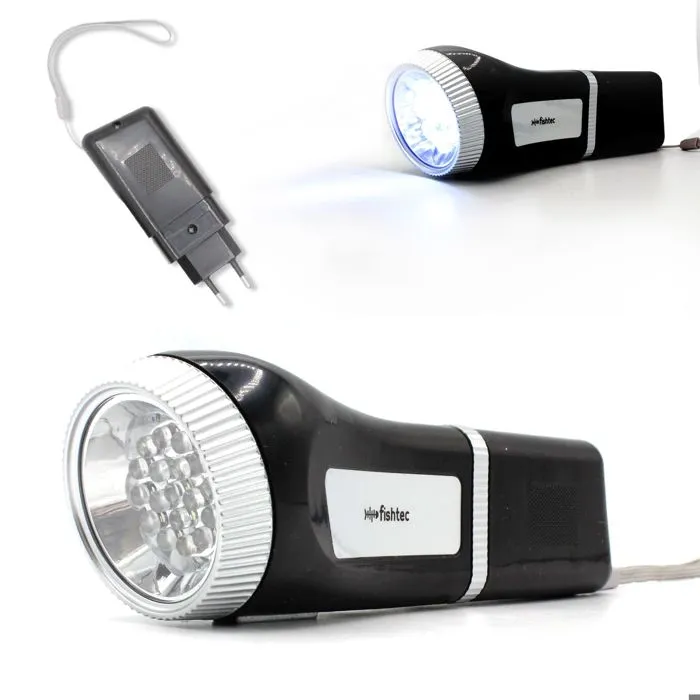 Torche Autonome 18 LEDs FISHTEC Sans Pile Ni Fil Charge Secteur 150 Lumens Aimant Dragonne ABS Autonomie 5 H