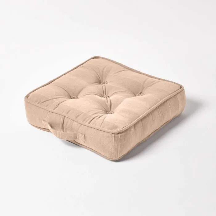 Coussin De Sol Beige Rajput Tissé Main - Homescapes
