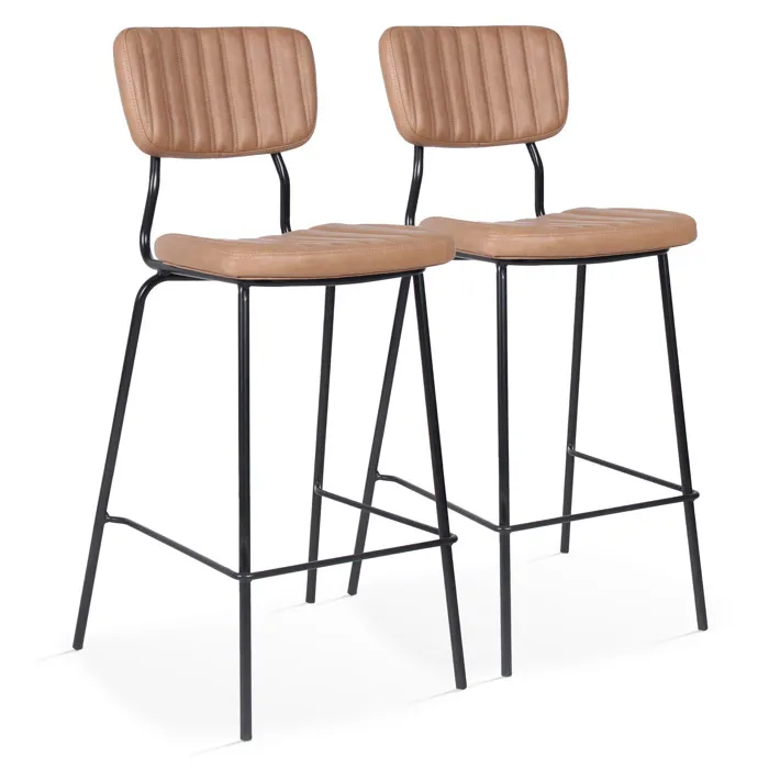 Lot de 2 chaises hautes en textile enduit marron clair Oviala