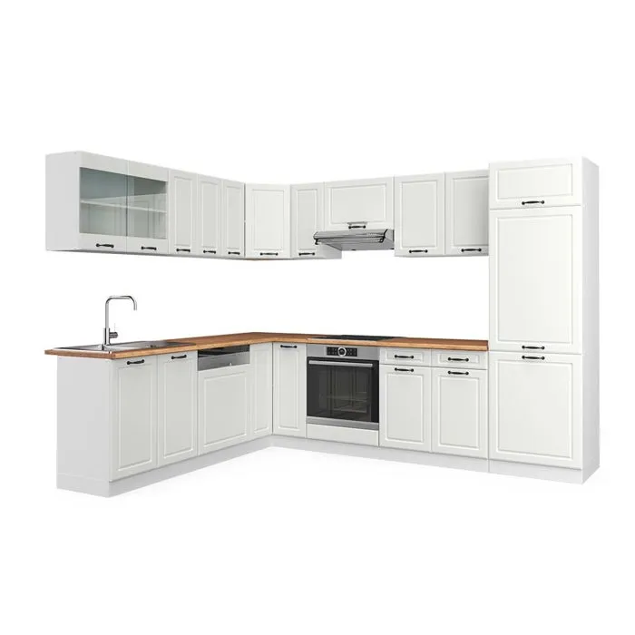 Vicco Cuisine en angle Blanc campagne/Blanc 287 x 227 cm, PT Chêne