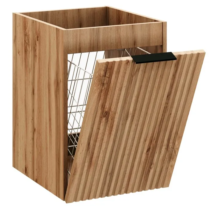 Meuble bas de salle de bain avec panier à linge ADEL CHÊNE 40 cm