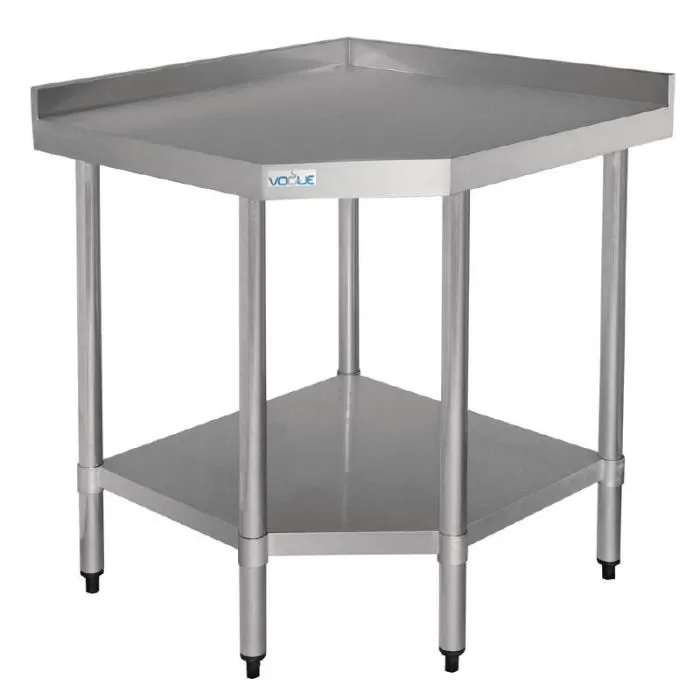 Table Inox D'angle Avec Etagère Basse - Profondeur 700 - Vogue