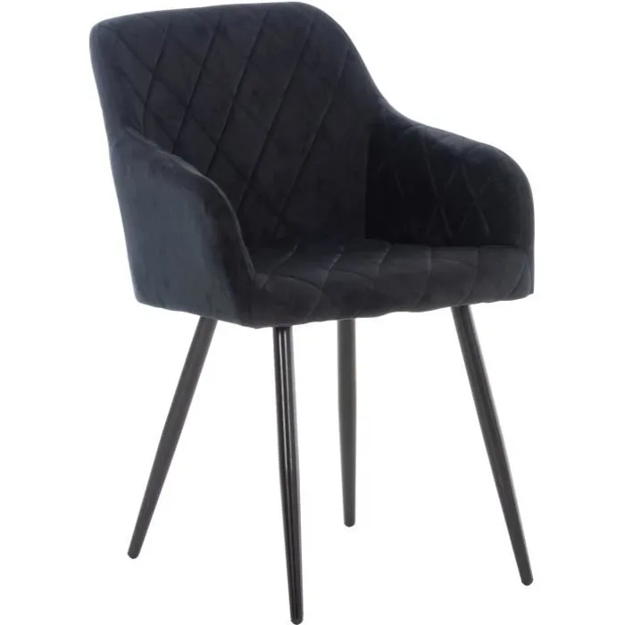 Chaise De Salle À Manger En Velours Shila Noir