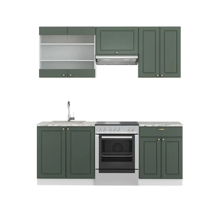 Vicco Cuisine Vert-Or Landhaus/Blanc 200cm, PT Marbre