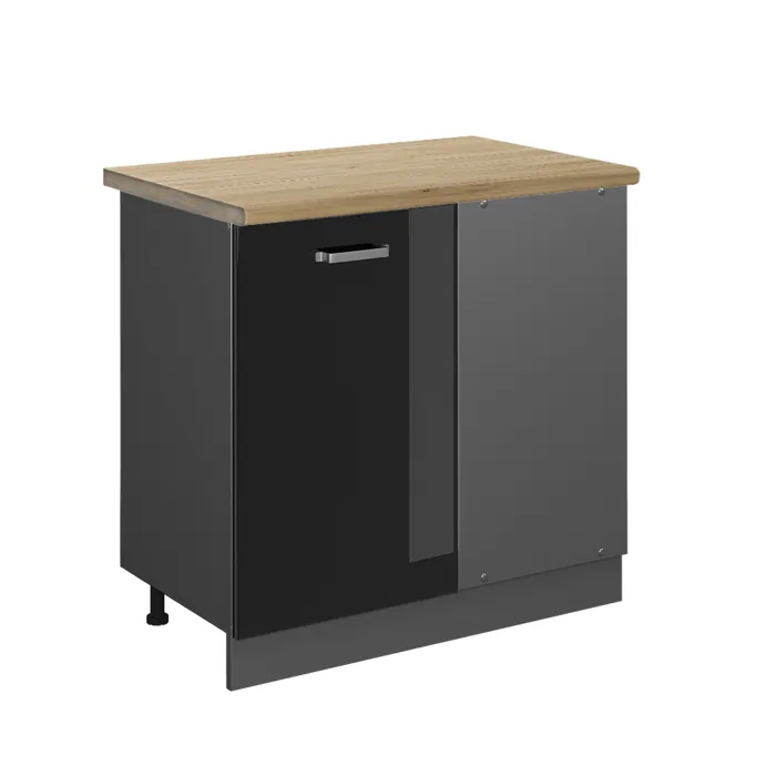 Vicco Meuble dangle Noir Haute brillance/Anthracite 86cm plan de travail Chêne doré