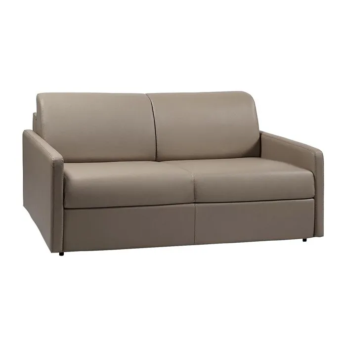 Canapé 3 places convertible express en simili taupe avec assise mémoire de forme - Couchage 140 cm - Matelas 14 cm CALIFE