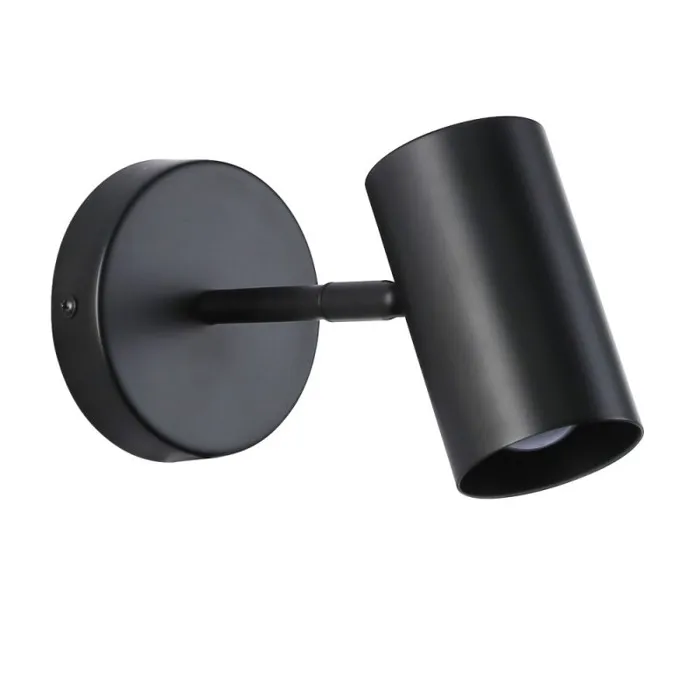 Applique murale noire avec spot orientable, E27