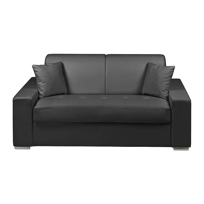 Canapé 2 places convertible express en simili - Noir - Couchage 120 cm - Matelas 18 cm EMIR
