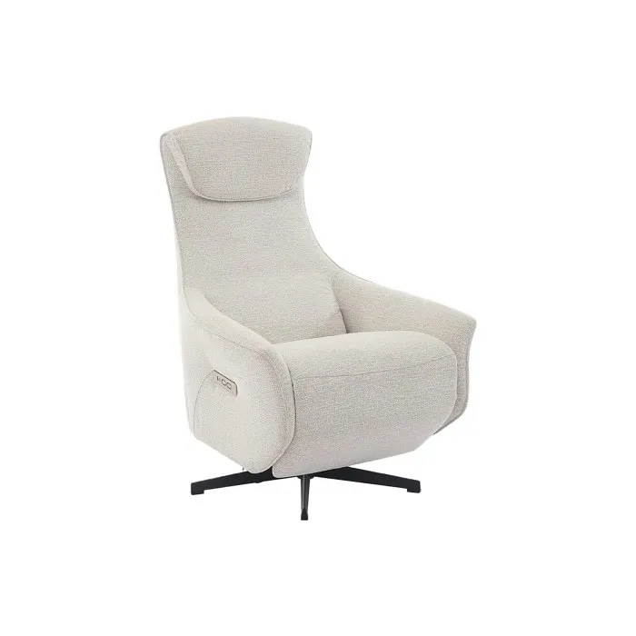 Fauteuil relax électrique en tissu texturé beige TASEMO