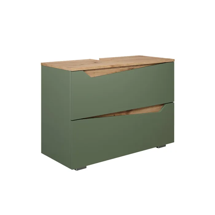 Vicco Meuble sous vasque simple Vert/Artisan 80x57.5cm avec 2 tiroirs