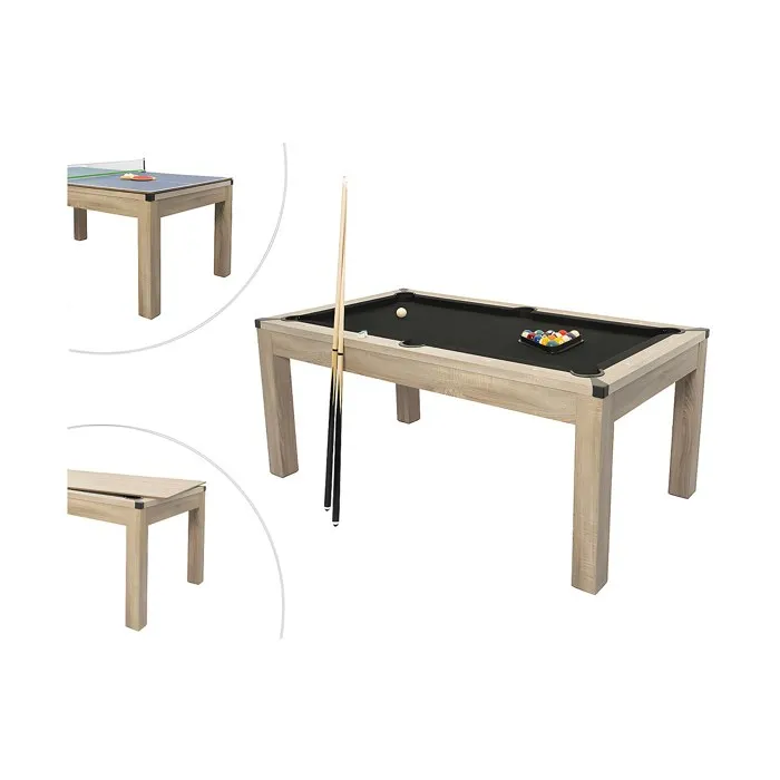 Table transformable Billard & Ping-pong - Coloris naturel clair - L182 x l102 x H80 cm - HENK