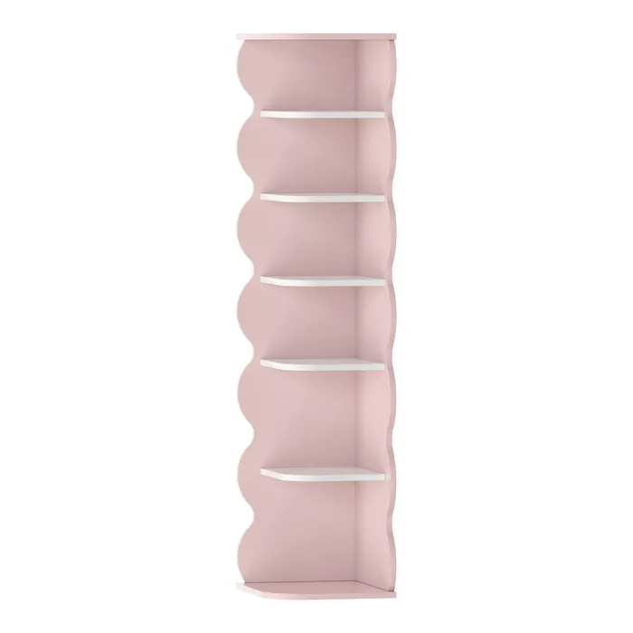 Étagère à chaussures pour enfants Vestnes 108 x 27 x 27 cm rose blanc en.casa