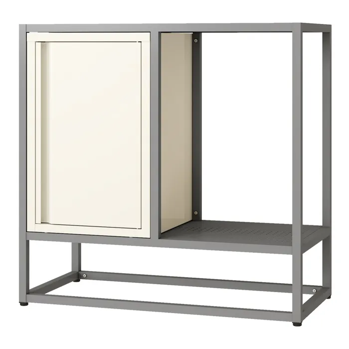Buffet Burlöv acier 70 x 72 x 35 cm gris blanc en.casa