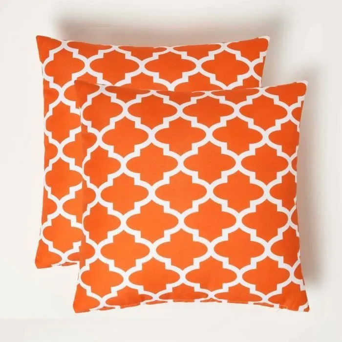 Coussin extérieur imperméable 45x45 cm Orange Nola Lot de 2 - HOMESCAPES