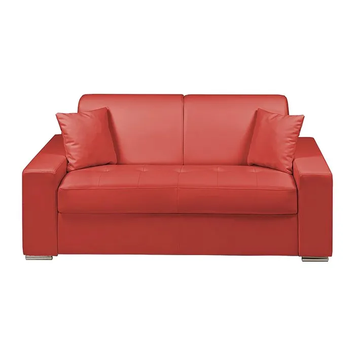 Canapé 2 places convertible express en simili - Rouge - Couchage 120 cm - Matelas 14 cm EMIR