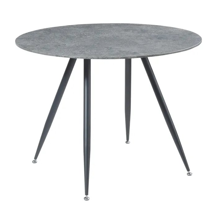 Table de salle à manger ronde Fitjar MDF acier 100 x 75 cm effet béton noir en.casa