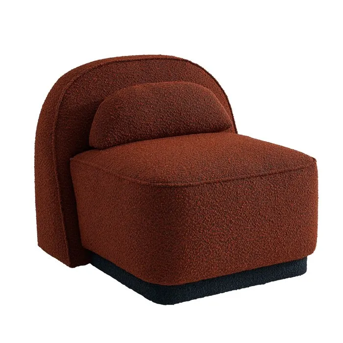 Bery - Fauteuil Pivotant En Tissu Bouclette Terracotta