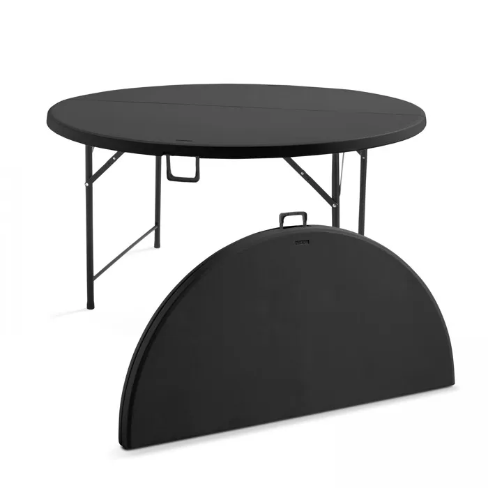Table pliante ronde 8 personnes noire Oviala