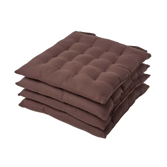 Galette De Chaise En 100% Coton 40x40cm Chocolat - Lot De 4 - Homescapes
