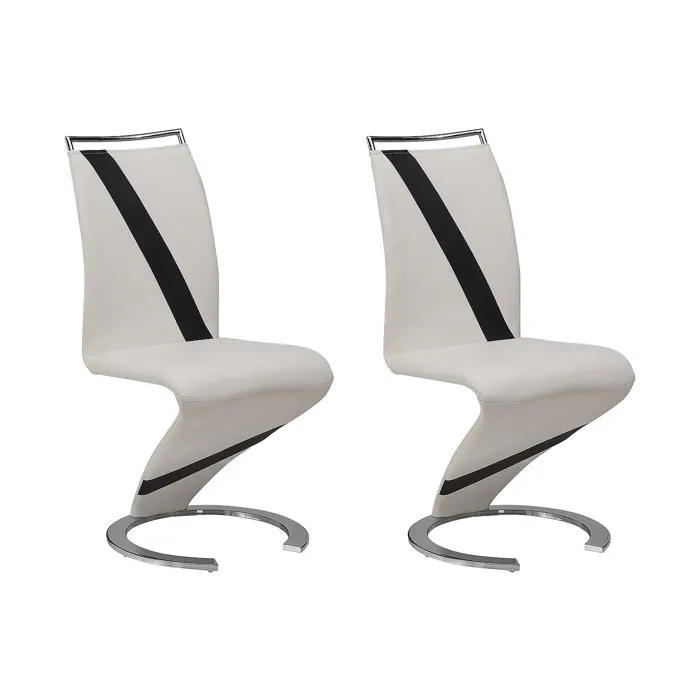 Lot de 2 chaises TWIZY - Simili blanc & noir