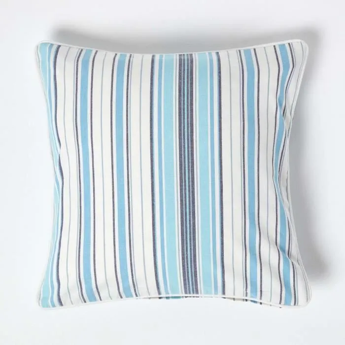 Housse De Coussin En Coton À Rayures Bleues, 45x45cm - Homescapes