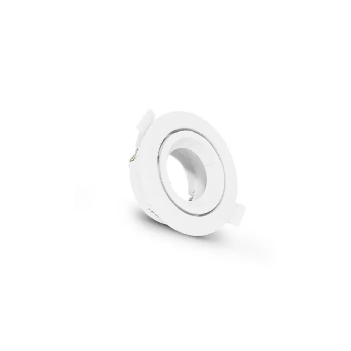 Support Spot Encastrable Plafond Rond Orientable 45° Blanc Ø90 Mm
