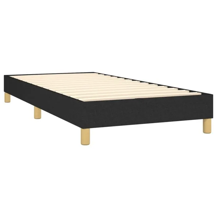 Sommier À Lattes Sur Pieds Cadre De Lit 100x200 Cm Tissu Noir Tdl0207038