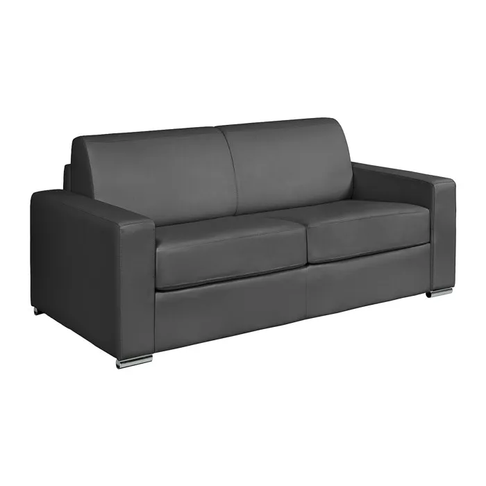Canapé 3 places convertible express cuir de buffle gris - Couchage 140 cm - Matelas 14 cm - CALITO