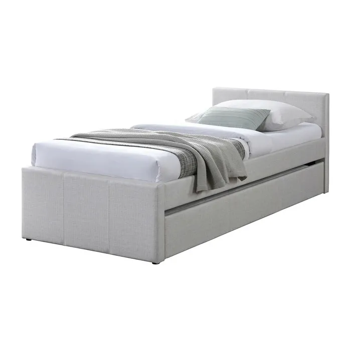 Lit gigogne 90 x 190 cm - Tissu - Beige - DORITALO