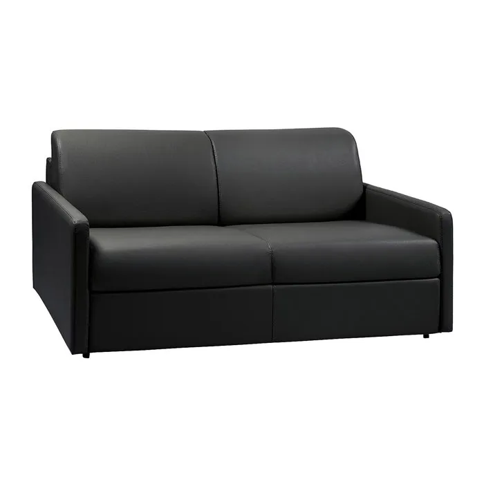 Canapé 3 places convertible express en simili noir - Couchage à lattes larges 140 cm - Matelas 14 cm CALIFE