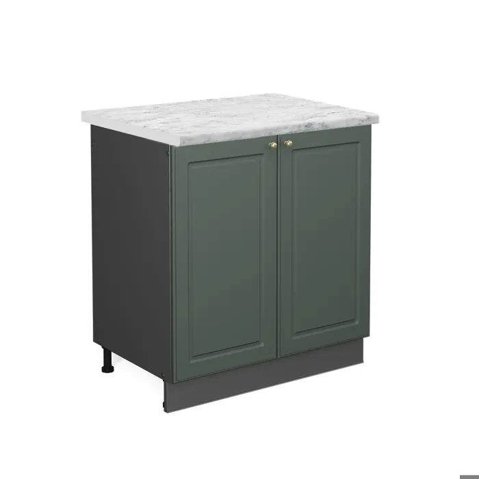 Vicco Meuble bas sous-évier Vert Or Campagne/Anthracite 80cm plan de travail Marbre