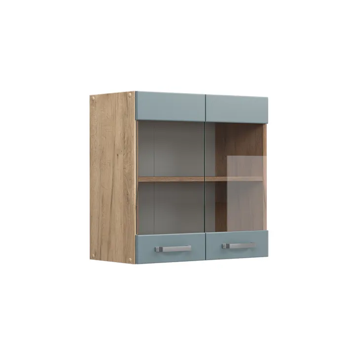 Vicco Meuble de cuisine haut vitré Bleu-gris 60cm