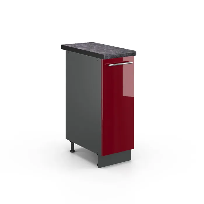 Vicco Meuble de cuisine Rouge bordeaux Haute brillance/Anthracite 30cm plan de travail Anthracite
