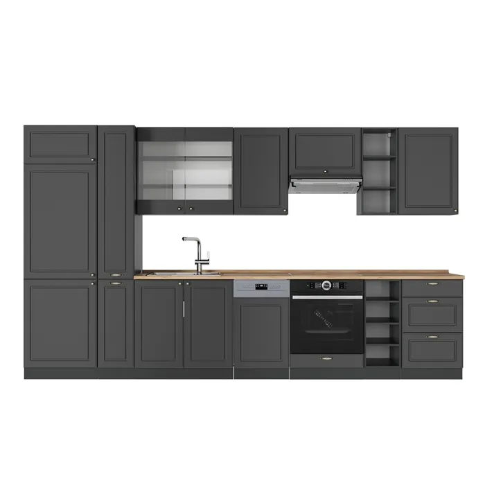 Vicco Cuisine Anthrazit-Gold Landhaus 355cm, PT Chêne