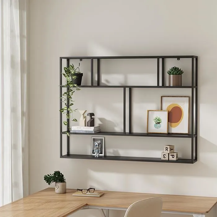 Etagère murale Jämijärvi acier 90 x 120 x 18 cm noir en.casa