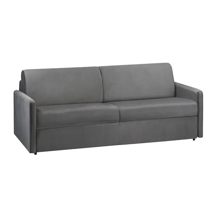 Canapé 4 places convertible express en velours gris anthracite avec assise mémoire de forme - Couchage 160 cm - Matelas 18 cm