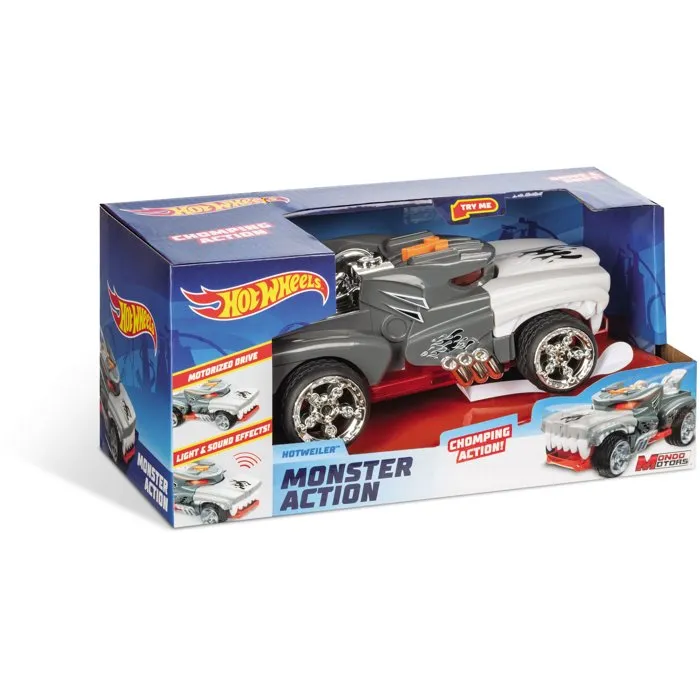 Véhicule Motorisé Hot Wheels Monster Action Hotweiler - Sons Et Lumieres - 23cm