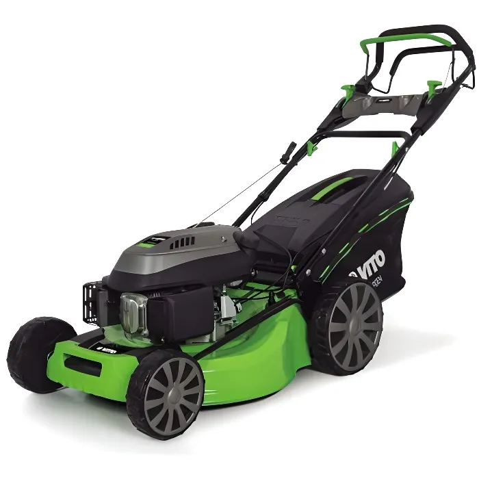 Tondeuse Thermique 6,5 Cv 196cm3 Moteur 4 Temps 6 Hauteurs De Coupe Idéale 2000m2 Bac