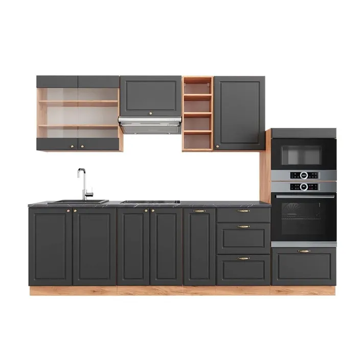 Vicco Cuisine Anthracite Campagne/Chêne doré 280cm, PT Anthracite