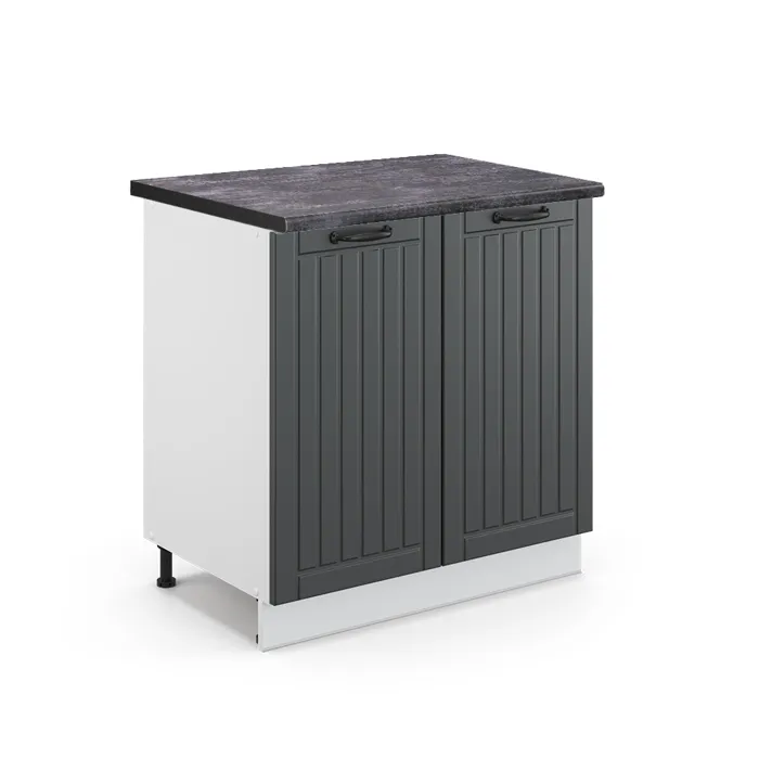 Vicco Meuble bas de cuisine Gris foncé/Blanc 80cm plan de travail Anthracite