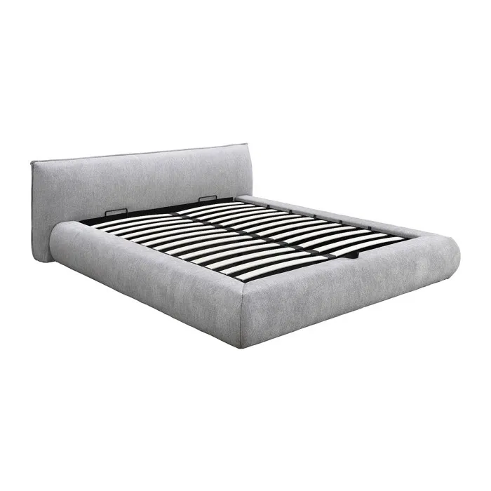 Lit coffre 180 x 200 cm - Tissu - Gris clair - MIRSIO