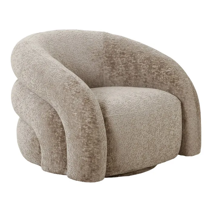 Bubble - Fauteuil Tissu Velours Texturé Beige Pivotant