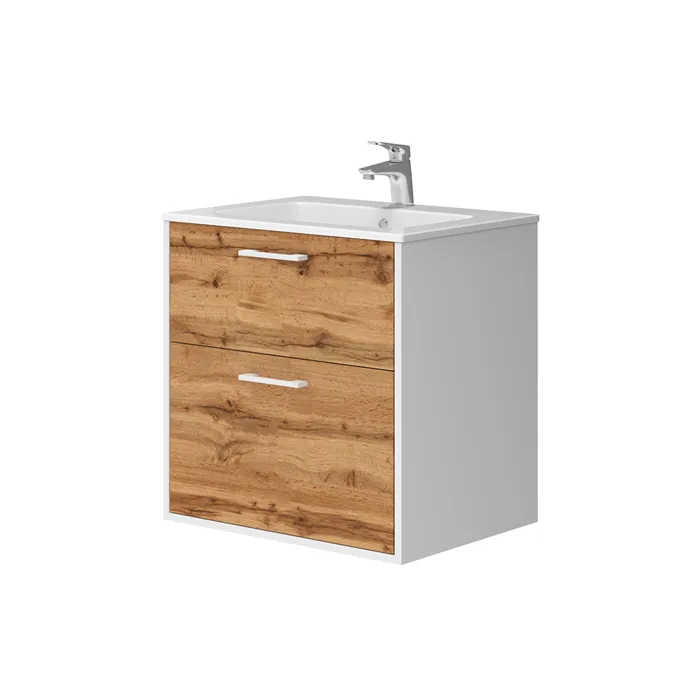 Vicco Meubles bain Blanc/Chêne doré 60x60cm 2 pièces