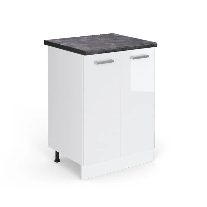 Vicco Meuble bas de cuisine Blanc Haute brillance 60cm, PT Anthracite