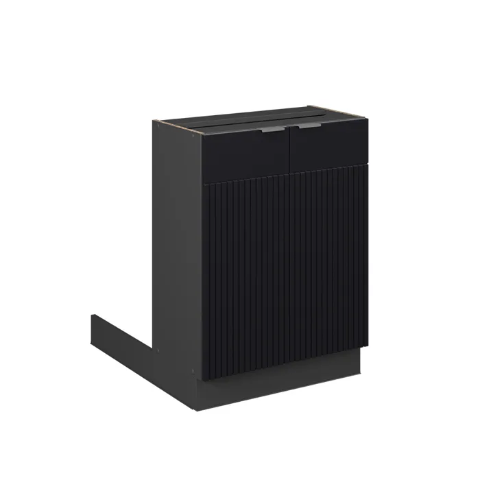 Vicco Îlot de cuisine Noir rayé 60cm sans PT